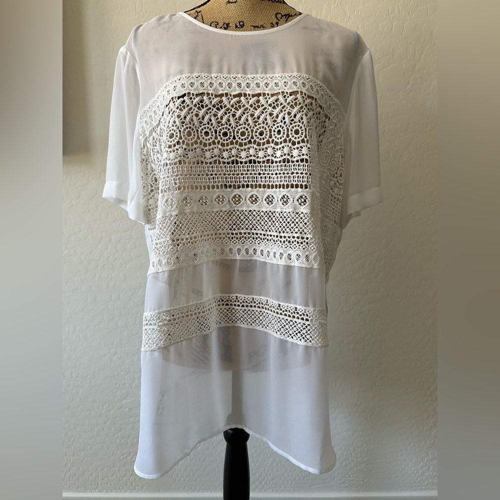 Ann Taylor White Laced Women’s Blouse Size XLT